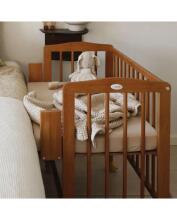Waldin  Bedside Crib 2in1 Art.297437 Vintage Koka 2-in-1 bērnu gultiņa/šūpulis uz riteņiem ar matraci
