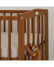 Waldin  Bedside Crib 2in1 Art.297437 Vintage Koka 2-in-1 bērnu gultiņa/šūpulis uz riteņiem ar matraci