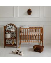 Waldin  Bedside Crib 2in1 Art.297437 Vintage Koka 2-in-1 bērnu gultiņa/šūpulis uz riteņiem ar matraci