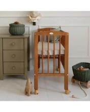 Waldin  Bedside Crib 2in1 Art.297437 Vintage Koka 2-in-1 bērnu gultiņa/šūpulis uz riteņiem ar matraci