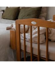 Waldin  Bedside Crib 2in1 Art.297437 Vintage Koka 2-in-1 bērnu gultiņa/šūpulis uz riteņiem ar matraci
