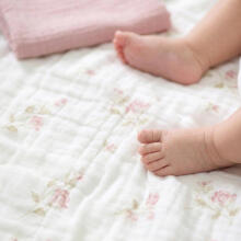 DIAPER TRIO CRUSHED MUSLIN 120x120, 70x60, 30x35 3PCS FLOWERS PINK