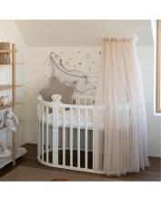 Waldin Oval Baby Collection Bed Crib  7 in 1 Art.297541 White Koka ovāla daudzfunkcionāla gulta 7 vienā ar matraci