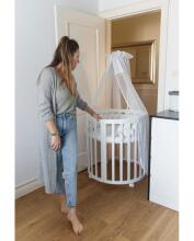Waldin Oval Baby Collection Bed Crib  7 in 1 Art.297541 White Koka ovāla daudzfunkcionāla gulta 7 vienā ar matraci