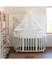 Waldin Oval Baby Collection Bed Crib  7 in 1 Art.297541 White Koka ovāla daudzfunkcionāla gulta 7 vienā ar matraci