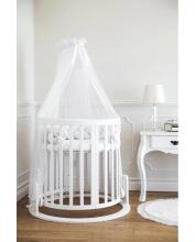 Waldin Oval Baby Collection Bed Crib  7 in 1 Art.297541 White Koka ovāla daudzfunkcionāla gulta 7 vienā ar matraci