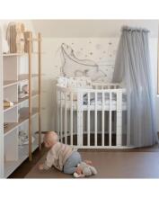 Waldin Oval Baby Collection Bed Crib  7 in 1 Art.297541 White Koka ovāla daudzfunkcionāla gulta 7 vienā ar matraci
