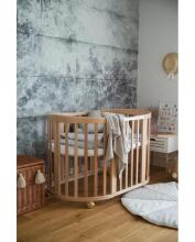 Waldin Oval Baby Collection Bed Crib  7 in 1 Art.297542 Natural Wood  Koka ovāla daudzfunkcionāla gulta 7 vienā ar matraci