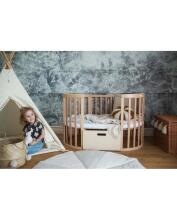 Waldin Oval Baby Collection Bed Crib  7 in 1 Art.297542 Natural Wood  Koka ovāla daudzfunkcionāla gulta 7 vienā ar matraci