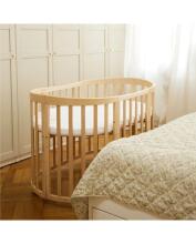 Waldin Oval Baby Collection Bed Crib  7 in 1 Art.297542 Natural Wood  Koka ovāla daudzfunkcionāla gulta 7 vienā ar matraci