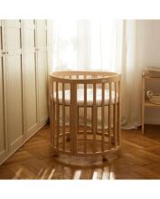 Waldin Oval Baby Collection Bed Crib  7 in 1 Art.297542 Natural Wood  Koka ovāla daudzfunkcionāla gulta 7 vienā ar matraci