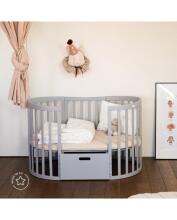 Waldin Oval Baby Collection Bed Crib  7 in 1 Art.297543 Grey Multifunctional wooden 7-in-1 transforming crib