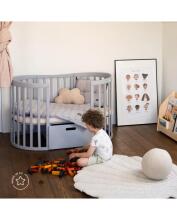 Waldin Oval Baby Collection Bed Crib  7 in 1 Art.297543 Grey Multifunctional wooden 7-in-1 transforming crib