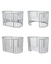 Waldin Oval Baby Collection Bed Crib  7 in 1 Art.297543 Grey Multifunctional wooden 7-in-1 transforming crib