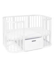 Waldin  Drawer 7 in 1 Collection Art.297555 White Uzglabāšanas atvilktne ir saderīga gan ar klasisko 7-in-1 gultiņu, gan ar ovālo 7-in-1 gultiņu.
