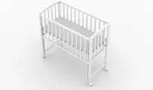 Elf Bed Mist Art.298059 White Wooden baby crib/cradle on wheels (90x40 cm)