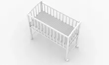 Elf Bed Mist Art.298059 White Wooden baby crib/cradle on wheels (90x40 cm)