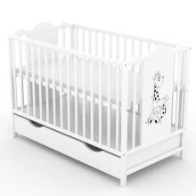 Elf Bed Petal II Drawer Art.298144 White/Grey  Wooden baby crib with a storage drawer (120x60 cm)