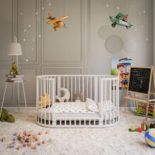 Elf Bed Crib Ovi  3 in 1 Art.298149 Cashmere  Koka  daudzfunkcionāla gulta 3 vienā ar matraci