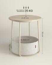 ModernHome Vasagle Lilea Collection Art.298330 Apaļais kafijas galdiņš ar uzglabāšanu un naktsgaldiņš