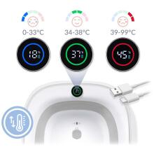Foldable bathtub with a frame for children, infants with a thermometer and Nukido NK-279 insert in white-gray