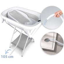 Foldable bathtub with a frame for children, infants with a thermometer and Nukido NK-279 insert in white-gray
