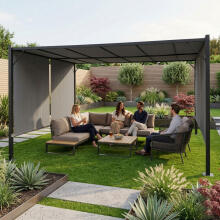 Dārza pergola terasei 3x4 m tērauda nojume pelēka MultiGarden
