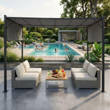 Dārza pergola terasei 3x4 m tērauda nojume pelēka MultiGarden