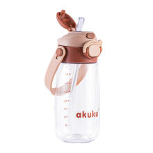 A0726 SCHOOL WATER BOTTLE WITH STRAW 480ML MOCHA