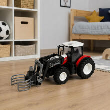 RC SARKANĀ TĀLVADĪBAS LAUKSAIMNIECĪBAS TRAKTORS AR KRAUŠU 1:24