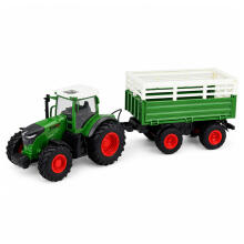 Tālvadības RC lauksaimniecības traktors ar izkraušanas piekabi un gaismām 1:24
