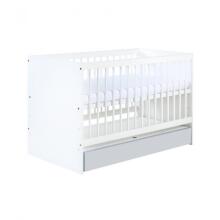 Klups Dalia Set Art.299154 White Wooden baby crib (120x60 cm) without storage drawer + coconut fiber mattress (120x60x8 cm)