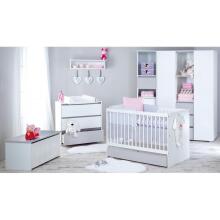 Klups Dalia Set Art.299154 White Wooden baby crib (120x60 cm) without storage drawer + coconut fiber mattress (120x60x8 cm)