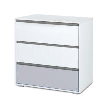 Klups Dalia Set Art.299161 White/Grey  Комплект:Детская деревянная кроватка 120x60см с выдвижным ящиком+ кокосовый матрас 120x60x8см+комод с пеленальною поверхностью+шкаф