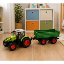 Remote Controlled RC Agricultural Tractor with Tipper Trailer Green 1:24