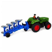 RC Traktors ar Pļauku un Lauksaimnieku Tālvadības Gaismas Zaļš 1:24