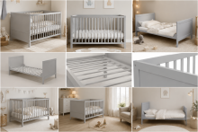 Roba Kombi Crib Art.299488 Taupe Beige Bērnu koka gultiņa transformeris 140x70cm