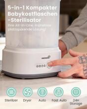 Grownsy Steriliser for Baby Bottles with Dryer Function 5-in-1 Art.299683 sterilizators ar žavētaju bērnu precēm, bērnu pudelītēm un krūts sūkņa piederumiem