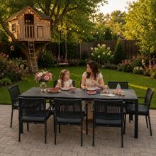 Liels dārza galds 8 personām 180x90 cm terasei dārzā pelēks virsma MultiGarden