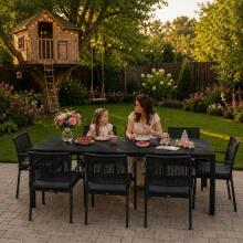 Liels dārza galds 8 personām 180x90 cm terasei dārzā melns MultiGarden