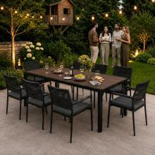 Liels dārza galds 8 personām 180x90 cm terasei dārzā brūns virsma MultiGarden