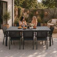 Liels dārza galds 8 personām 180x90 cm terasei dārzā pelēks virsma MultiGarden