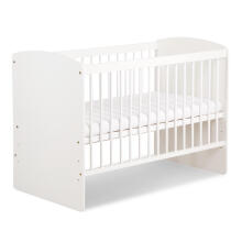 Klups Dalia Karol LUX Set Art.DK299155 White Wooden baby crib (120x60 cm) without storage drawer + coconut fiber mattress (120x60x8 cm)+dresser