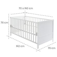 Roba Kombi Crib Art.299909 White Детская деревянная кроватка - трансформер 140x70см