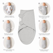 Summer Infant Swaddle Set Art.299916 Swaddle Me Gray Cotton swaddle for comfortable sleep; suitable for swaddling babies weighing 3.2 kg to 6.4 kg.3 psc