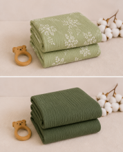 Yukkidds Muslin Cloths Art.299919 Green Leaf Augstākās kvalitātes muslina autiņš no bambusa , 1 gb. (60x60 cm)
