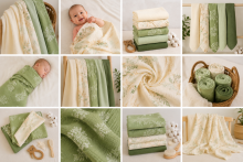 Yukkidds Muslin Cloths Art.299920 Green Leaf Augstākās kvalitātes muslina autiņš no bambusa , 1 gb. (60x60 cm)