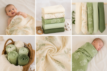 Yukkidds Muslin Cloths Art.299921 Green Leaf Augstākās kvalitātes muslina autiņš no bambusa , 1 gb. (60x60 cm)