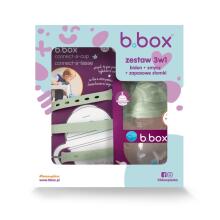B.BOX 62450 Starter Set 3-in-1 Bottle with Straw 240ml + Lanyard + Replacement Straws Sage
