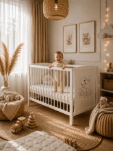 Elf Bed Bloom Art.300021 Bear White Wooden baby crib 120x60 cm